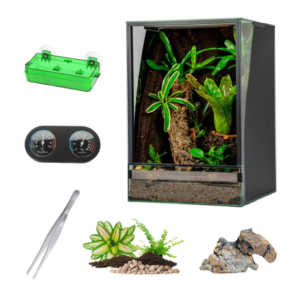 Zestaw startowy GEKON ORZĘSIONY - terrarium 40x40x60cm z wodospadem